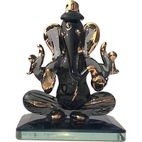 Somil God Ganesh Attractive Both Side Blessing Statue (Murti) Idol Shopiece Handmade of Crystal Glass for Worship, Decoration, Car Dashboard, Gift