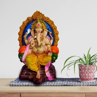 Newven Ganapathy showpiece Ganapati Idol Ganapathi Murti Ganesh Statue Home Decor House Warming Gift for Living Room (Multicolour, 21 cm X 14 cm X 9 cm)