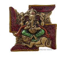 DreamKraft POOJA Wall Hanging of Lord Ganesha On Swastik with Om Decorative Showpiece/Swastik Ganesh Om Swastik Ganesh Door Hanging