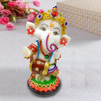 Sacred Blessings Resin Lord Ganesha Idol Ganesh Murti Statue Home Decor Ganeshji for Gift Showpiece (8.5 x 6 x 13) cm, Multicolour, 1 Piece