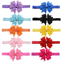 SANNIDHI 10 Pcs Satin Baby Hair Band, Hair Bands for Baby Girls Bowknot Elastic Headbands for Baby Girl, Christmas Gifts- Multicolor