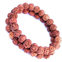 Vado Rudraksha Bracelet, Stretchable Energized Wrist Band with 5 Mukhi Natural Rudraksh Beads Pack of 2 (9MM, Brown)