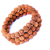 Vado Rudraksha Bracelet, Stretchable Energized Wrist Band with 5 Mukhi Natural Rudraksh Beads Pack of 3 (9MM, Brown)