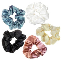 FLYNGO Satin Scrunchies for Women/Girls, 5 Pcs Anti-Hair-Breakage Hair Band, Hair Ties, Ponytail Holder Scrunchies Set For Girls, Best Gift for Sister, Friend, Mom (5pc Satin)