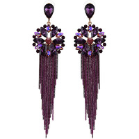 YouBella Jewellery Earrings For Women Crystal Tassel Handmade Earrings For Girls And Women (Purple)