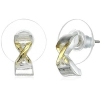 Estele 24kt Gold and Rhodium Plated Two tone Cross Earrings for women