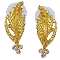 Estele 24kt Gold Plated Feather Touch Earring for Women with Austrian Crystals