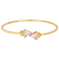 Estele 24 Kt Gold Plated Trillium Crystal Twin Cuff Bracelet For Valentines Day Gift For Womens