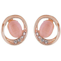 Estele Rose Gold Plated Circular Stud Earrings for Women with Austrian Crystals