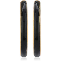 Estele 24Kt Gold Plated Black Enamel Studs Earrings for Women