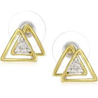 Estele 24kt Gold Plated Traiangular Tryst CZ Stud Earring for Women