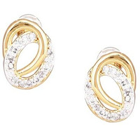 Estele Fashion Jewellery Gold & Rhodium Plated CZ Circular Designer Stud Earrings with White Stones for Girls and Women-AD-003-ER ER