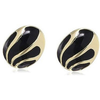 Estele 24 Kt Gold Plated Black enamel studs for women