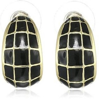 Estele 24 Kt Gold Plated Studs Earrings For Women (Black & Gold Plates Box Design)