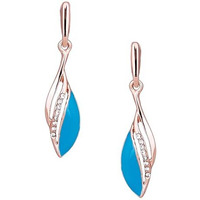 Estele 24Kt Rose Gold Tone Plated White Enamel With Crystal Stone Earrings (Aqua) For Girls