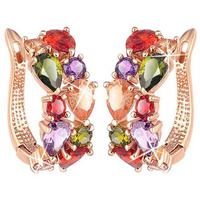 Yellow Chimes Clip On Earrings for Women Multicolor Swiss Zircon Rosegold Plated Crystal Clip-On Earrings for Women and Girls.