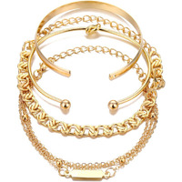 Yellow Chimes Combo Bracelets for Women 5 Pcs Gold Plated Combo Multilayered Chain Bracelet Set For Women and Girls