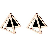 Yellow Chimes Stud Earrings for Women Western Rose Gold Plated Stainless Steel Black Triangular Studs Earrings For Women and Girls