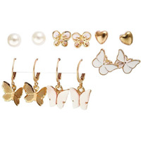 ANNACREATIONS Stylish combo of pearl stud hoop Butterfly earrings set for Women Girls