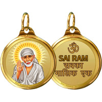 Diviniti 24K Double sided Gold Plated Pendant SAI BABA & OM|18 MM Flip Coin for Men, Women & Children |Good Health & Wealth | Idol for gifting loved ones on any occasion (1 PCS)