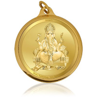 Diviniti 24K Gold Plated Ganesha & Yantra Pendant For Men, Women & Kids 22 MM Double Sided Stylish Pendant Necklace For Girls Divine God Pendant For Birthday Gift & Anniversary