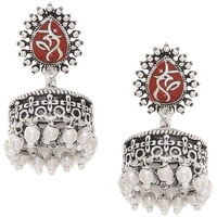 Voylla Brass Silver Oxidised Plating Moksha Boho Style Jhumki Earrings for Women and Girls