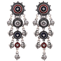 Voylla Multicolour Brass Mandala Layered Drop Earrings for Women