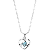 Clara 925 Sterling Silver Heart Pendant Chain Necklace | Rhodium Plated, Swiss Zirconia | Gift for Women and Girls