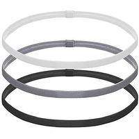 Seeotwo 3 Pieces Thick and Slim Non-Slip Elastic Sports Headbands - Athletic Skinny Hair Headband for Women, Men, Boys, Girls - Silicone Grip Hairband Mini Stylish Sweat Hair Band (Black, White, Grey)