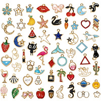 Street27 54pcs Mixed Assorted Gold Plated Enamel Pendants Animal Moon Star Fruit Charm Pendant DIY for Necklace Bracelet Jewelry Making and Crafting (Mixed Enamel Charms)