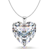 HighSpark 925 Silver Solitaire Heart Pendant with Chain For Women | 92.5 Sterling Silver & Diamond like Brilliance Sparkling Zirconia for that Stunning Shine | Lovely Gift - Silver 9mm