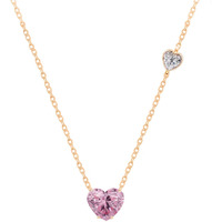 MINUTIAE Love Heart Shape With Pink & White Diam Rose Gold Pendant Necklace for Girls And Women with Extendable Chain