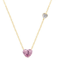 MINUTIAE Love Heart Shape With Pink & White Diam Gold Plated Pendant Necklace for Girls And Women with Extendable Chain