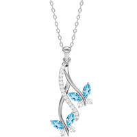 Clara 925 Sterling Silver Butterfly Pendant Chain Necklace | Rhodium Plated, Swiss Zirconia | Gift for Women and Girls