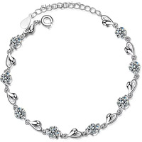 Shining Diva Fashion Platinum Plated Austrian Crystal Heart Bracelet for Women and Girls (11940b), silver, free