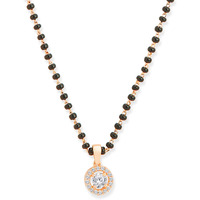 MINUTIAE Stylish Pendant Necklace Black Beads For Women With Extendable Chain (Rose Gold) Solitaire Mangalsutra