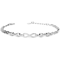 ZAVYA 925 Sterling Silver Cubic Zirconia CZ Beads Infinity Rhodium Plated Adjustable Chain Bracelet | Stylish Silver Jewellery | Gift for Women & Girls | With Certificate of Authenticity & Hallmark