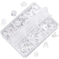 MAYCREATE 550Pcs Earring Backs for Ear Studs, 6 Styles Silicone Rubber Earring Stopper with Box, Soft Clear Earring Clutch Backing Replacement Kits for Fish Hook Earring Studs Hoops