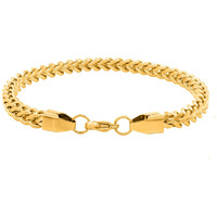 Nakabh Double Cuban 8 inch Stainless Steel Bracelet for Men Boys (Gold)