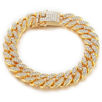 Fashion Frill Golden Bracelet For Men Women Gold Plated American Diamond Studded Charming Golden Bracelets For Women Girls Men Boys Jewellery Accessories