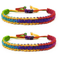 ARTIFICIAL TREE HANDMADE NAZAR DHAGA BRACELET ADJUSTABLE WRISTBAND BRACELET FRIENDSHIP BAND FOR WOMEN MEN- 100% SKIN FRIENDLY Nazar Bracelets 2 Piece (AT GIRLS BRCT 003) (MULTICOLOUR)