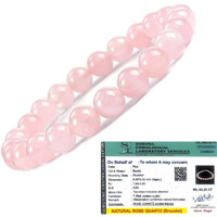 GOLDEN QUARTZ - Certified Pink Rose Quartz Bracelet with Certificate Natural Healing Crystal 8mm Beads (Rose Quartz Bracelet) For Women