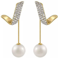 Shining Diva Fashion Latest Stylish Gold Plated Pearl Drop Earrings for Women and Girls (14729er)