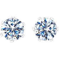 HIGHSPARK 925 Silver Solitaire Stud Earrings | 92.5 Sterling Silver & Round Brilliant Cubic Zirconia Tops for Men Women | Silver 5mm