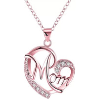 Mahi Rose Gold Plated Dual Heart Pendant for Mom with White Crystal stones PS1101698Z