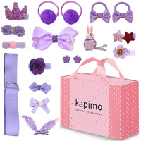 kapimo Fancy Hair Clips for Baby Girls Toddlers Assorted Stylish Fashion Hair Accessories 18 pieces Gifts Set Box (PURPLE)