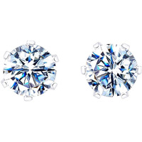 HIGHSPARK 925 Silver Solitaire Stud Earrings | 92.5 Sterling Silver & Round Brilliant Cubic Zirconia Tops for Men Women | Silver 3mm