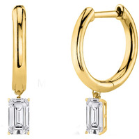 MINUTIAE Solitare Diamond Dangling Clip On Austrian Zirconium Earring For Women And Girls (Baguette Shaped, Gold)