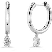 MINUTIAE Oval Shape Solitare Dangling Clip On Earring Austrian Zirconium Earring For Women And Girls ( Silver Plated)