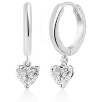 MINUTIAE Austrian Zirconium Earring Heart Shaped Diamond/Solitare Diamond/Dangling Clip On Earring For Women And Girls (Silver)